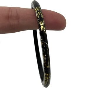 Vintage 1970s Black and Gold Bangle Bracelet